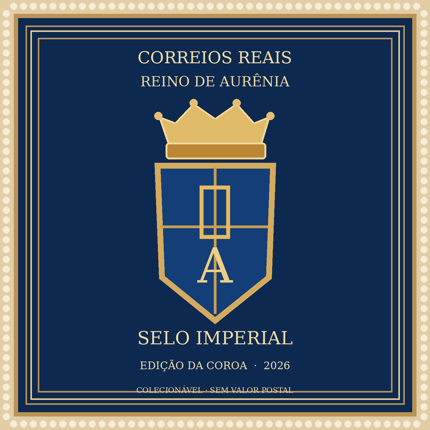Selo Imperial de Aurênia — peça filatélica colecionável